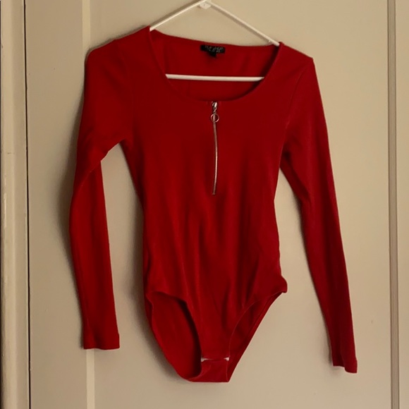 Topshop Tops - TopShop red long sleeve bodysuit